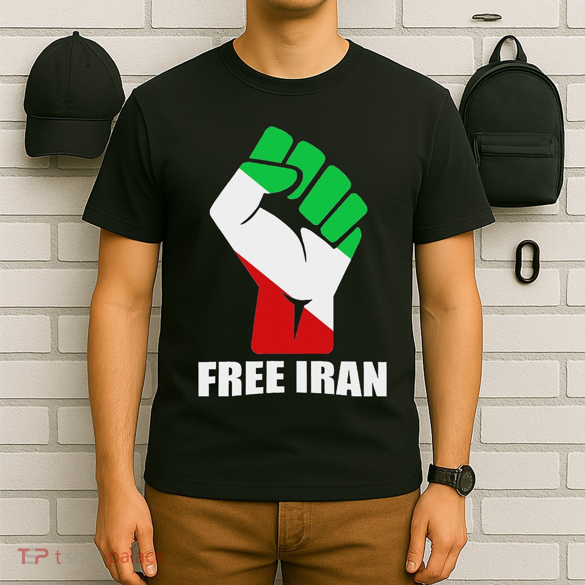 Free Iran Unity Fist Logo In A Pahlavi Flag T-Shirt