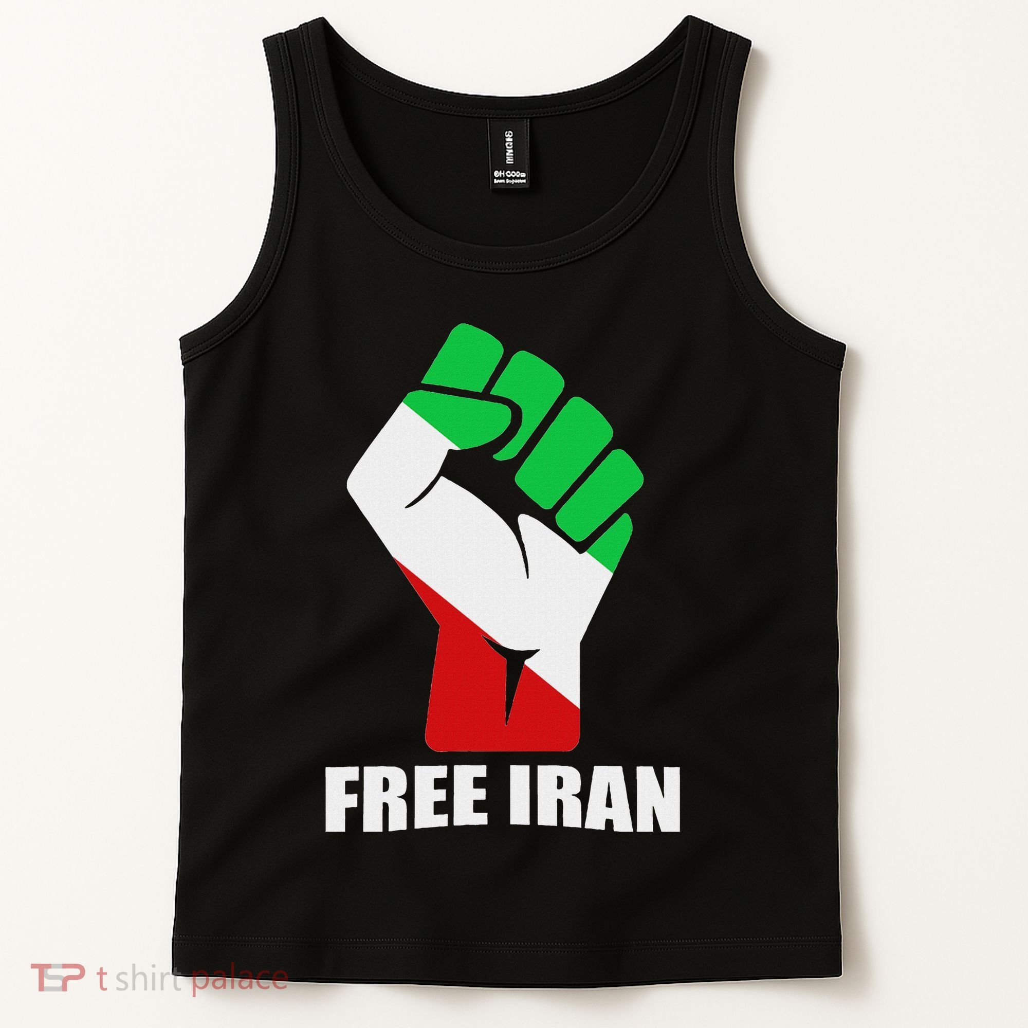 Free Iran Unity Fist Logo In A Pahlavi Flag Tank Top