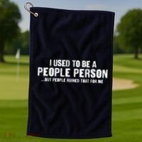 Funny I Use To Be A People Person Golf Towel thumb 1