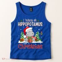 Funny I Want A Hippopotamus For Christmas Xmas Hippo Cool Gift Tank Top thumb 2