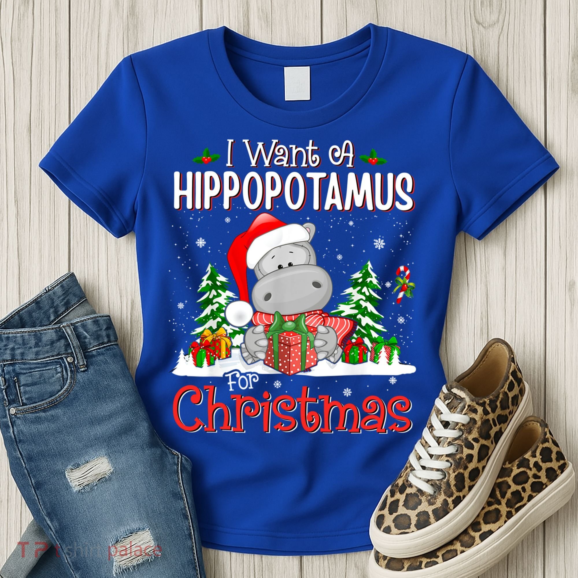 Funny I Want A Hippopotamus For Christmas Xmas Hippo Cool Gift Women's T-Shirt