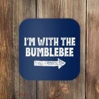 Funny I’m With The Bumblebee Costume Halloween Matching Couple Coaster thumb 0