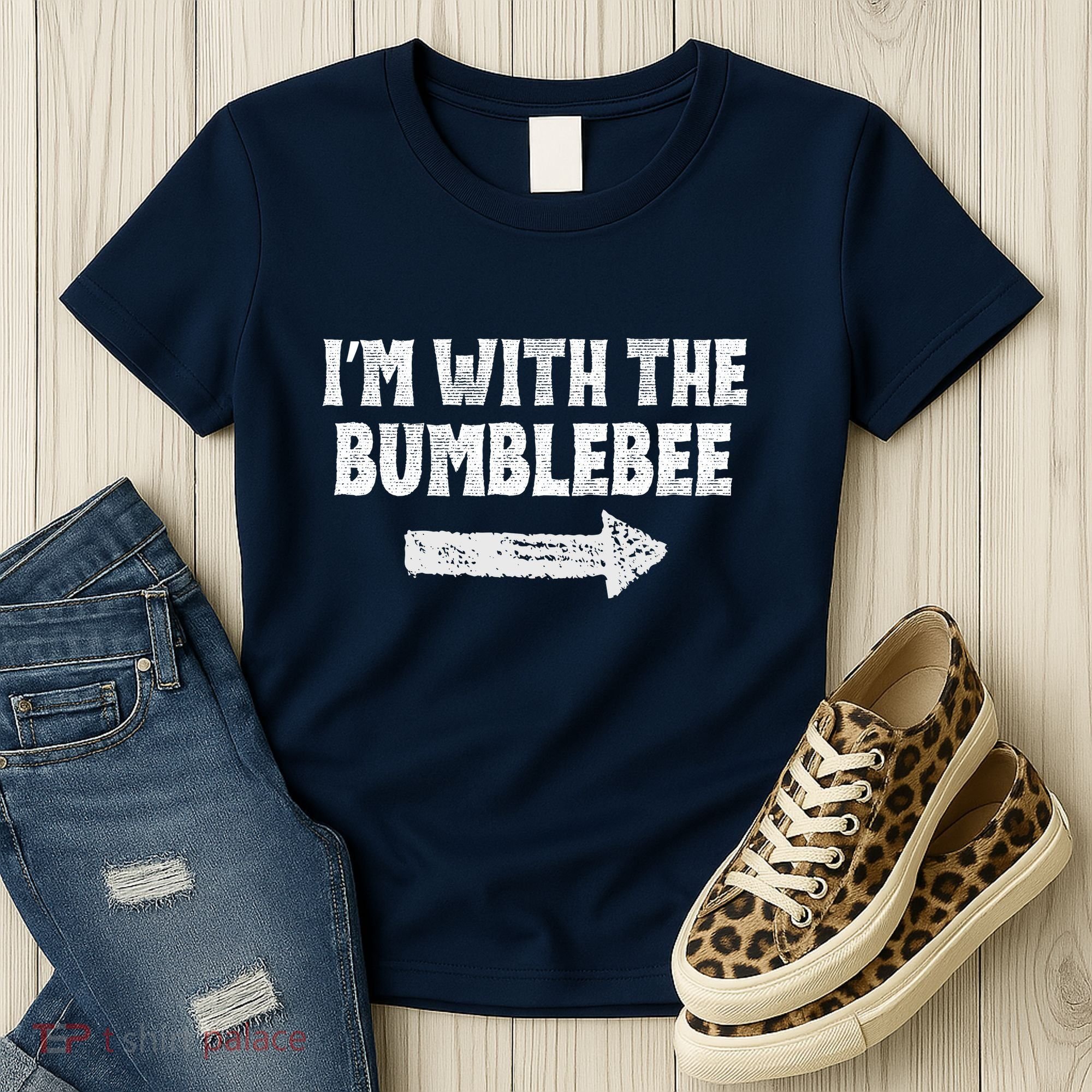 Funny I’m With The Bumblebee Costume Halloween Matching Couple Women's T-Shirt