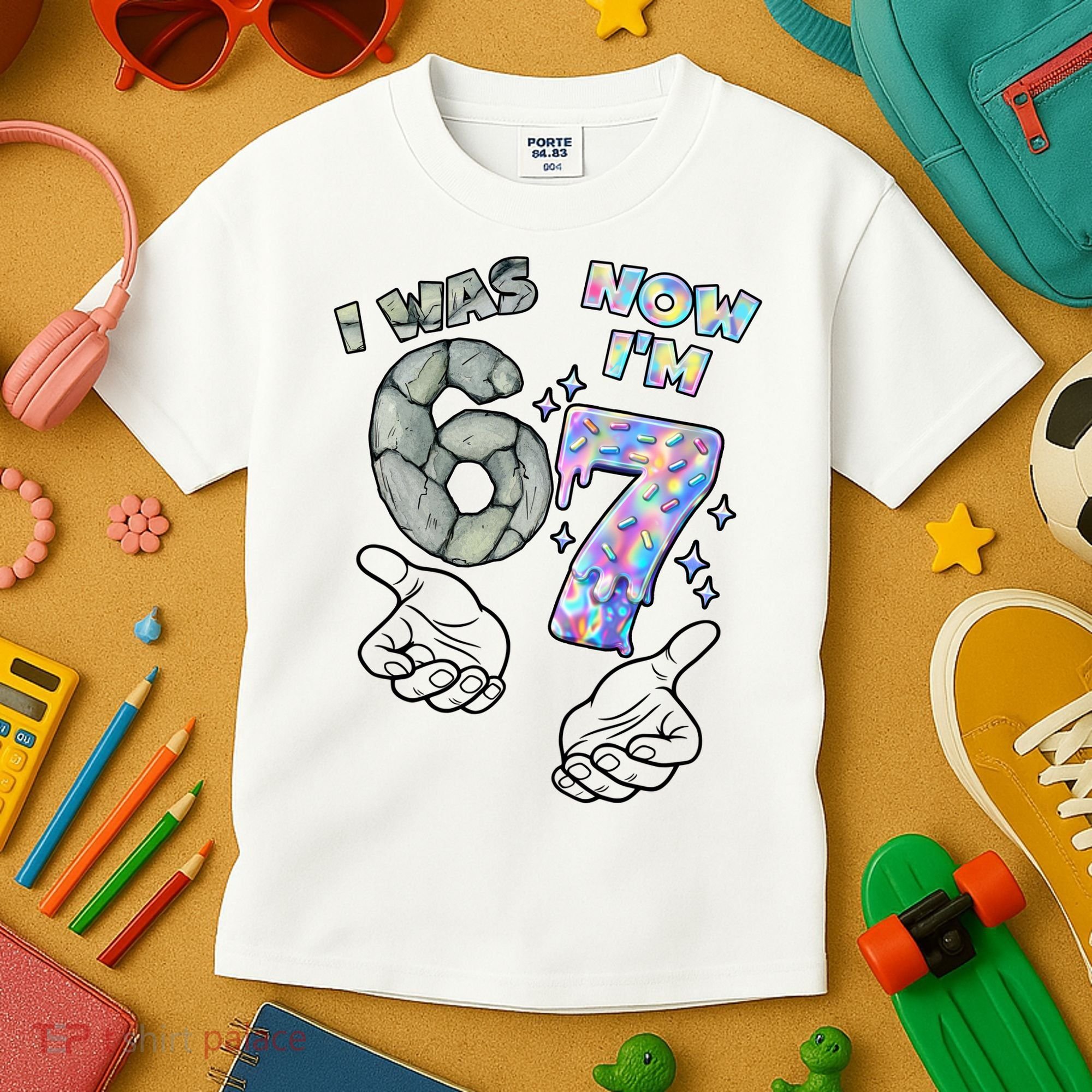 Funny I Was 6 Now I'm 7 Birthday 6 7 Six Seven Meme Kids T-Shirt