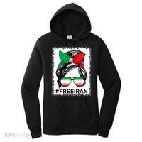 Free Iran Women Life Freedom Bleached Messy Bun Iranian Flag Women's Hoodie thumb 0