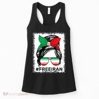 Free Iran Women Life Freedom Bleached Messy Bun Iranian Flag Women's Tank Top thumb 0