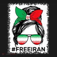 Free Iran Women Life Freedom Bleached Messy Bun Iranian Flag Women's Tank Top thumb 5