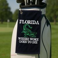Florida Is Where Woke Goes To Die Crocodile Alligator Golf Towel thumb 2