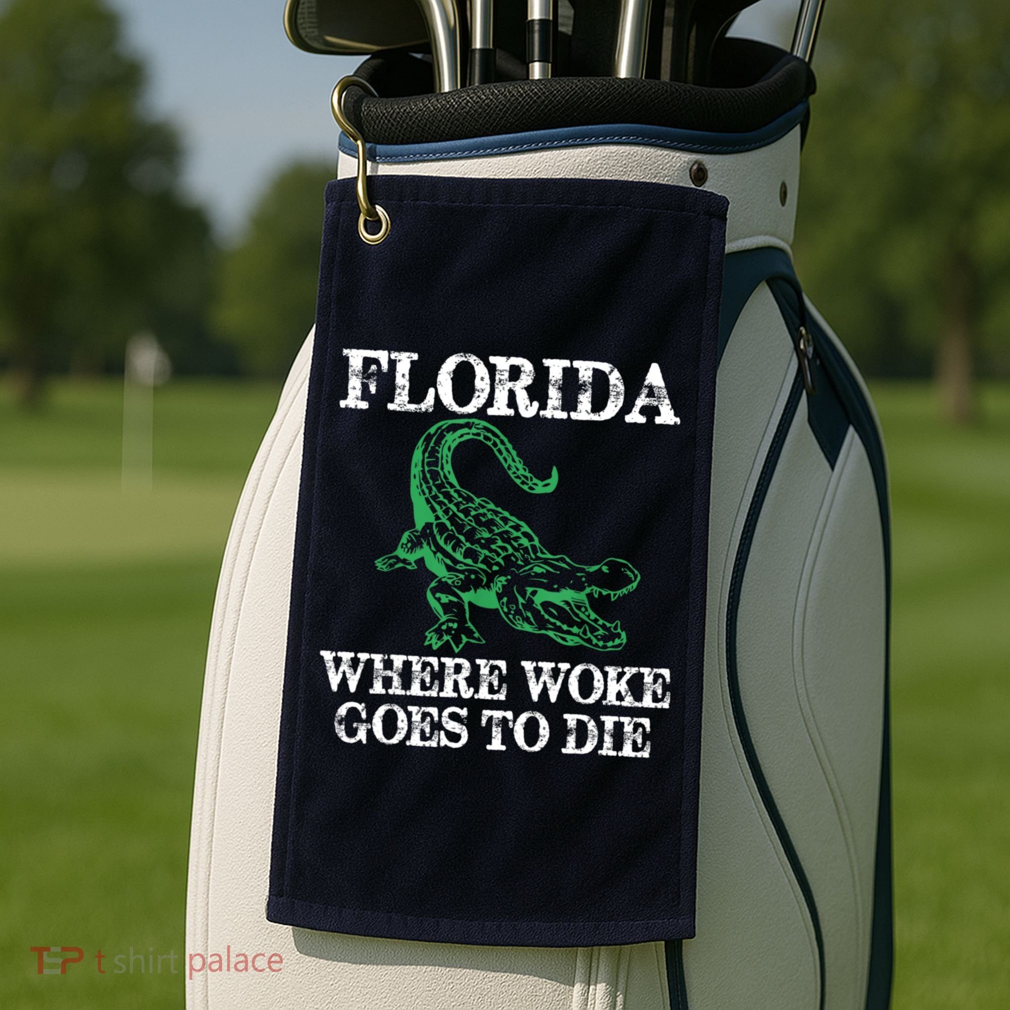 Florida Is Where Woke Goes To Die Crocodile Alligator Golf Towel