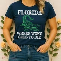 Florida Is Where Woke Goes To Die Crocodile Alligator Women's T-Shirt thumb 2