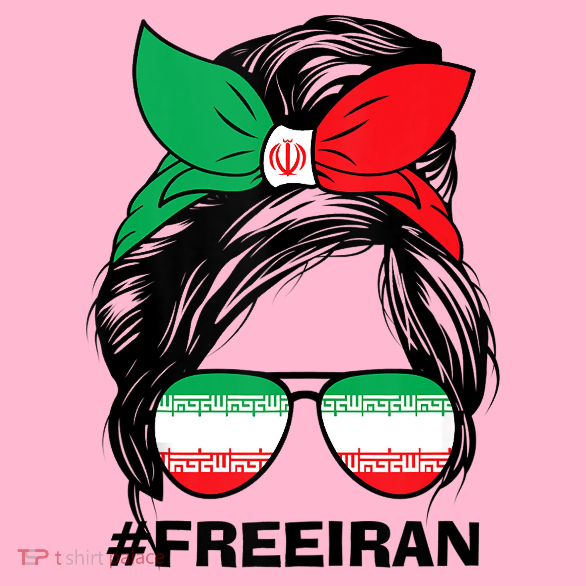 Free Iran Women Life Freedom Messy Bun Iranian Flag Coaster