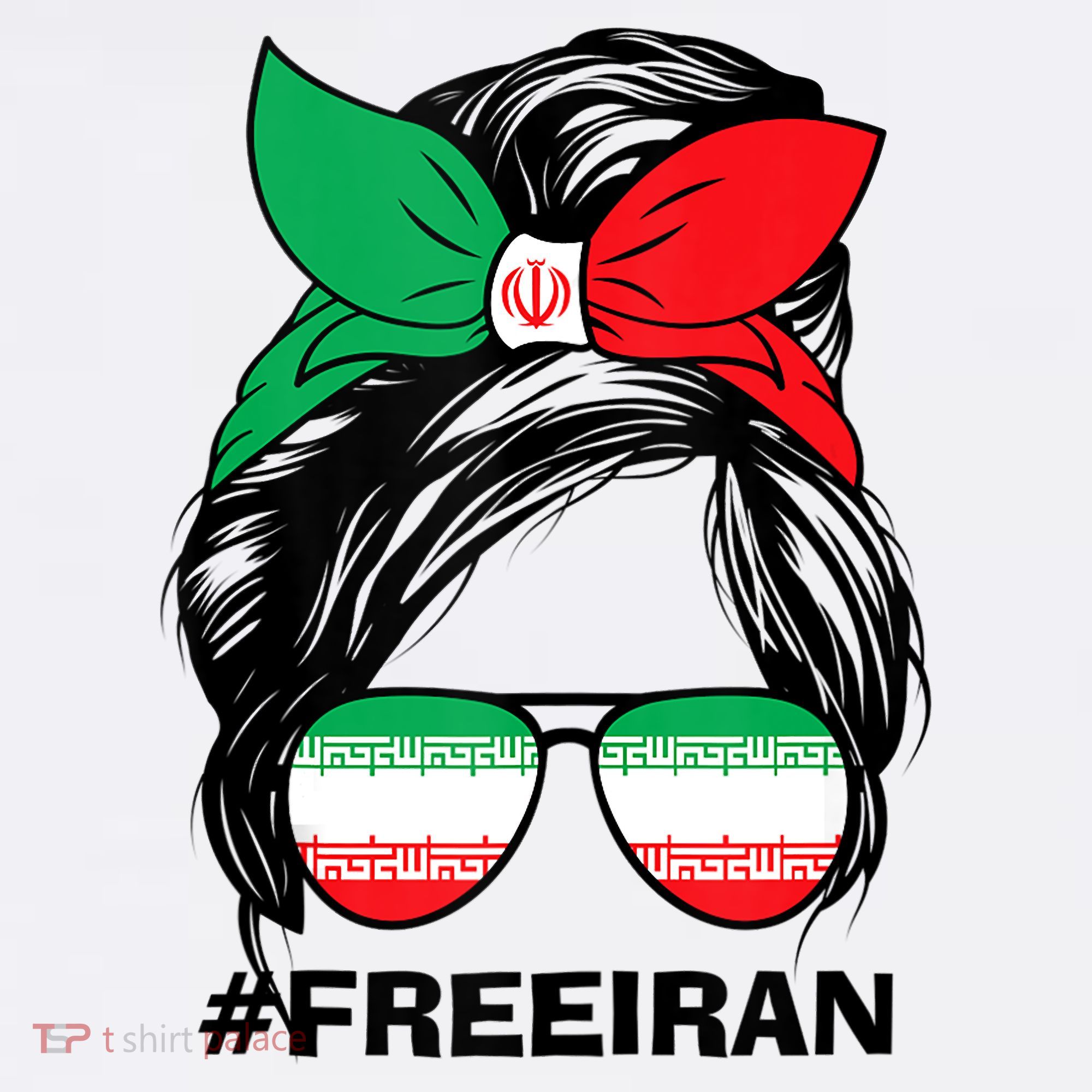 Free Iran Women Life Freedom Messy Bun Iranian Flag Sweatshirt