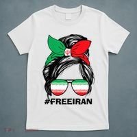 Free Iran Women Life Freedom Messy Bun Iranian Flag T-Shirt thumb 5