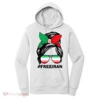 Free Iran Women Life Freedom Messy Bun Iranian Flag Women's Hoodie thumb 0