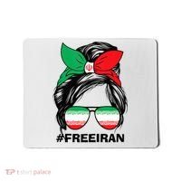 Free Iran Women Life Freedom Messy Bun Iranian Flag Mousepad thumb 0