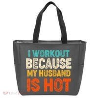 Funny I Workout Because My Husband Is Hot Tote Bag thumb 0