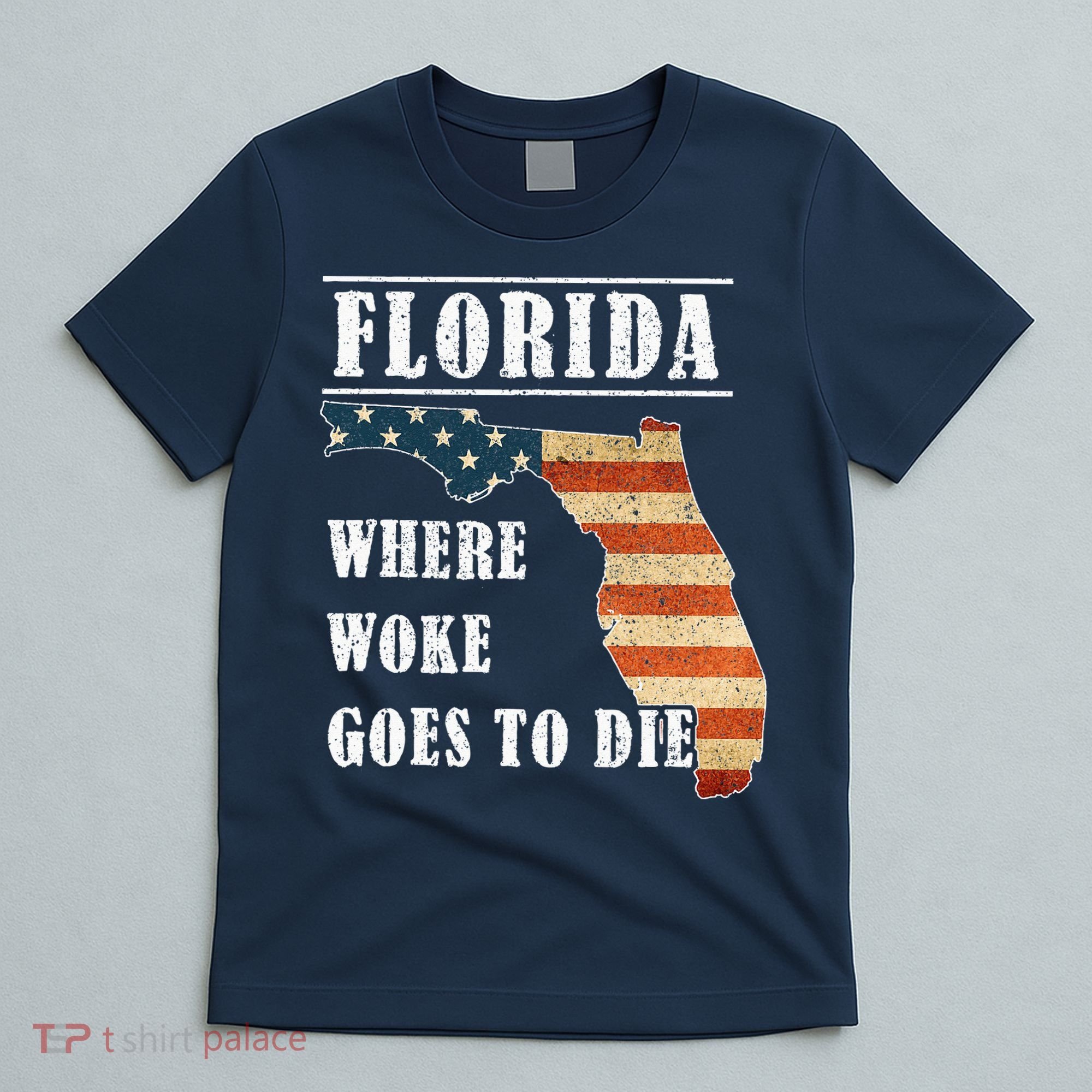 Florida Is Where Woke Goes To Die DeSantis Florida USA Flag T-Shirt