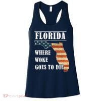 Florida Is Where Woke Goes To Die DeSantis Florida USA Flag Women's Tank Top thumb 0