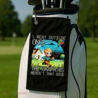 Funny I Went Outside Once The Graphics WerenT That Good Golf Towel thumb 2