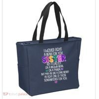 Funny I Would Fight A Bear For You Sister Tote Bag thumb 2