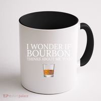 Funny I Wonder If Bourbon Thinks About Me Too Gift Coffee Mug thumb 1
