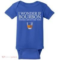 Funny I Wonder If Bourbon Thinks About Me Too Gift Baby Bodysuit thumb 0