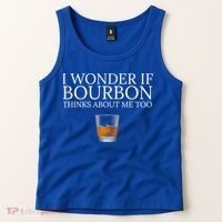 Funny I Wonder If Bourbon Thinks About Me Too Gift Tank Top thumb 2