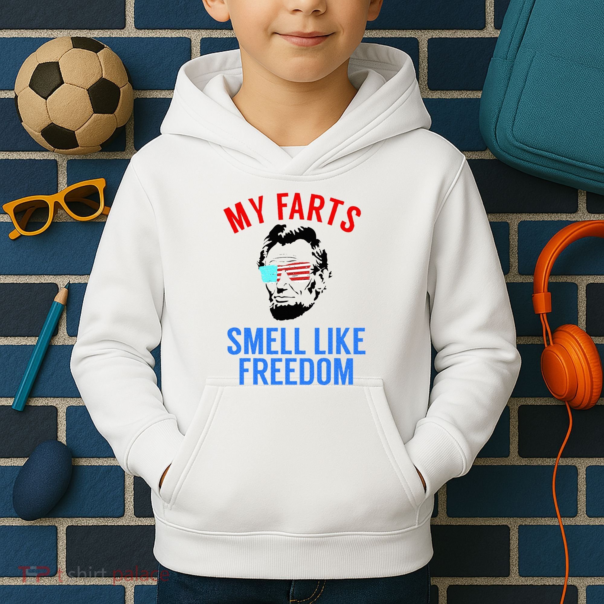 Funny July 4th Party Funny Abe Lincoln Kids Hoodie