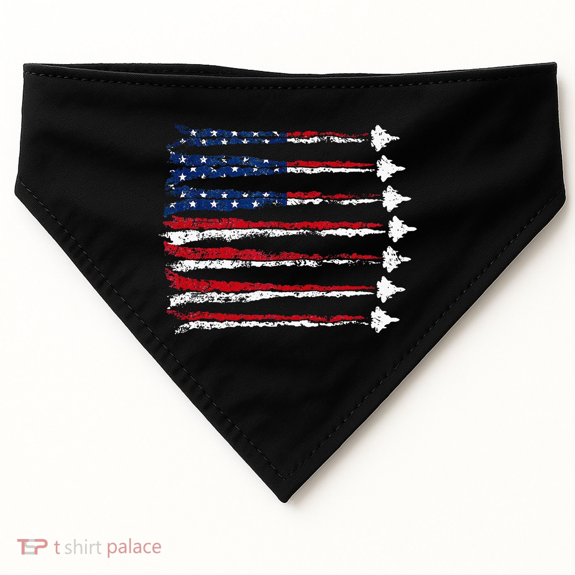 Fighter Jet Airplane Usa Flag USA-Made Doggie Bandana