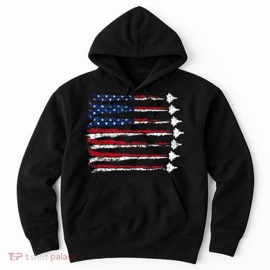 Fighter Jet Airplane Usa Flag Hoodie