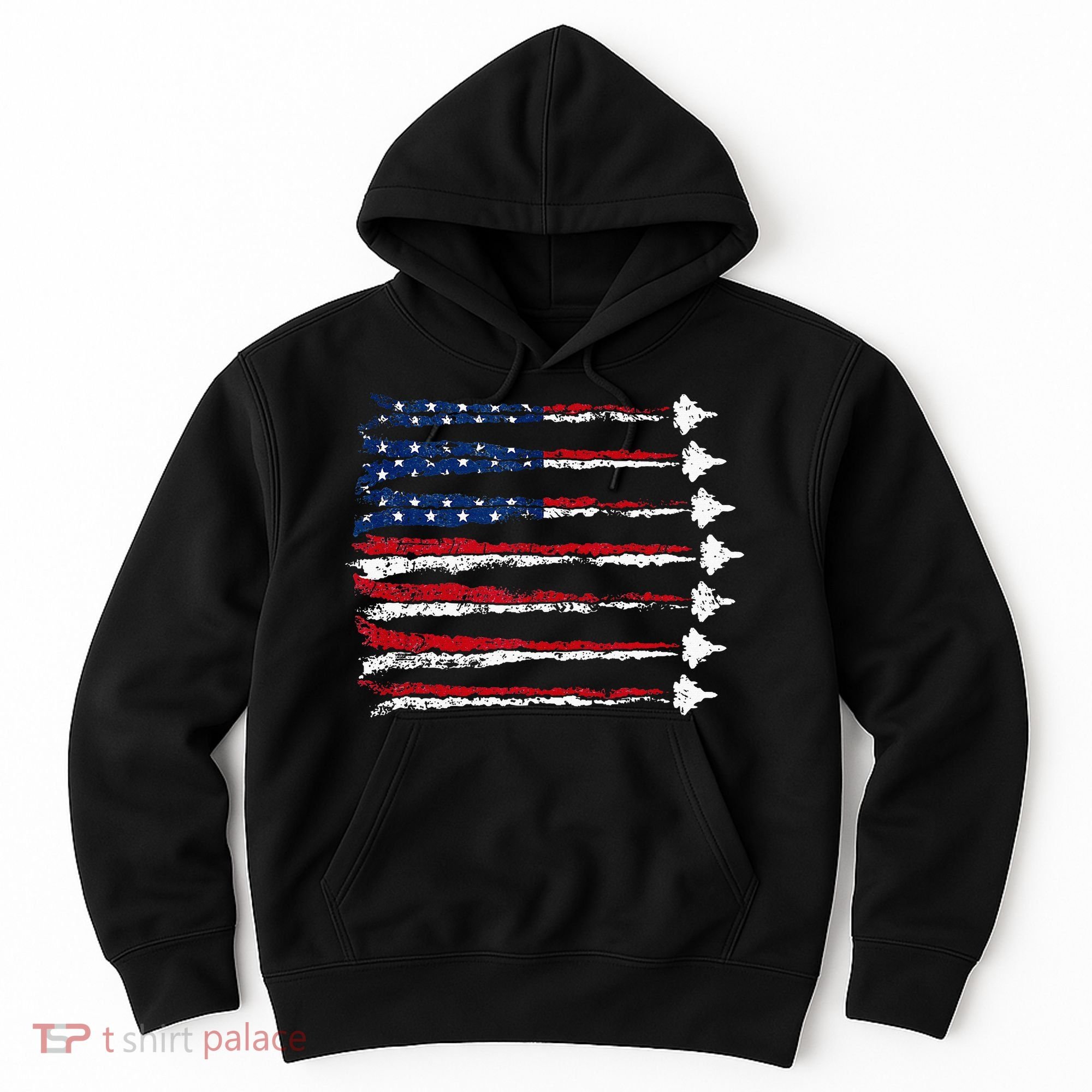 Fighter Jet Airplane Usa Flag Hoodie