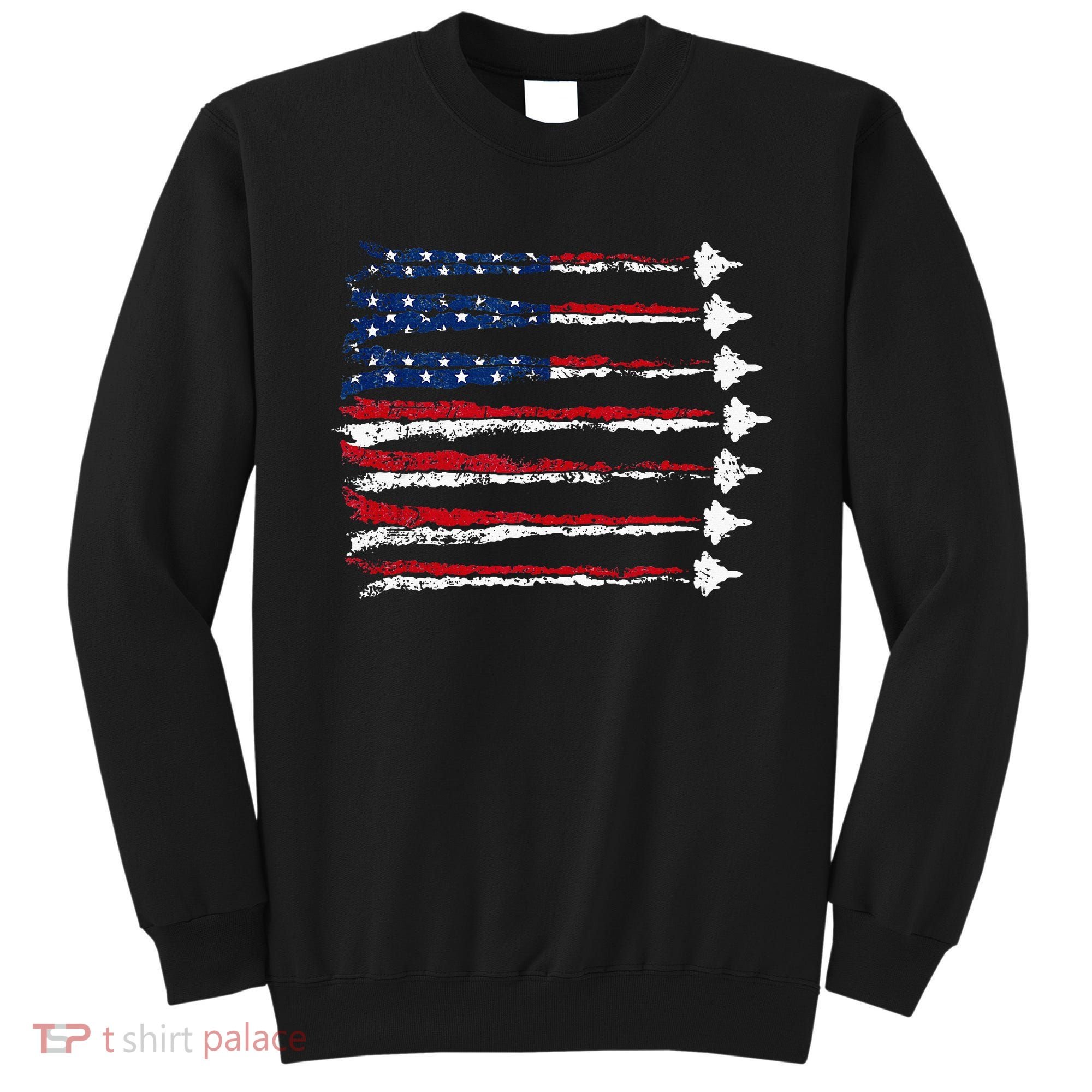 Fighter Jet Airplane Usa Flag Sweatshirt