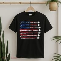 Fighter Jet Airplane Usa Flag T-Shirt thumb 2