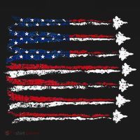 Fighter Jet Airplane Usa Flag T-Shirt thumb 7
