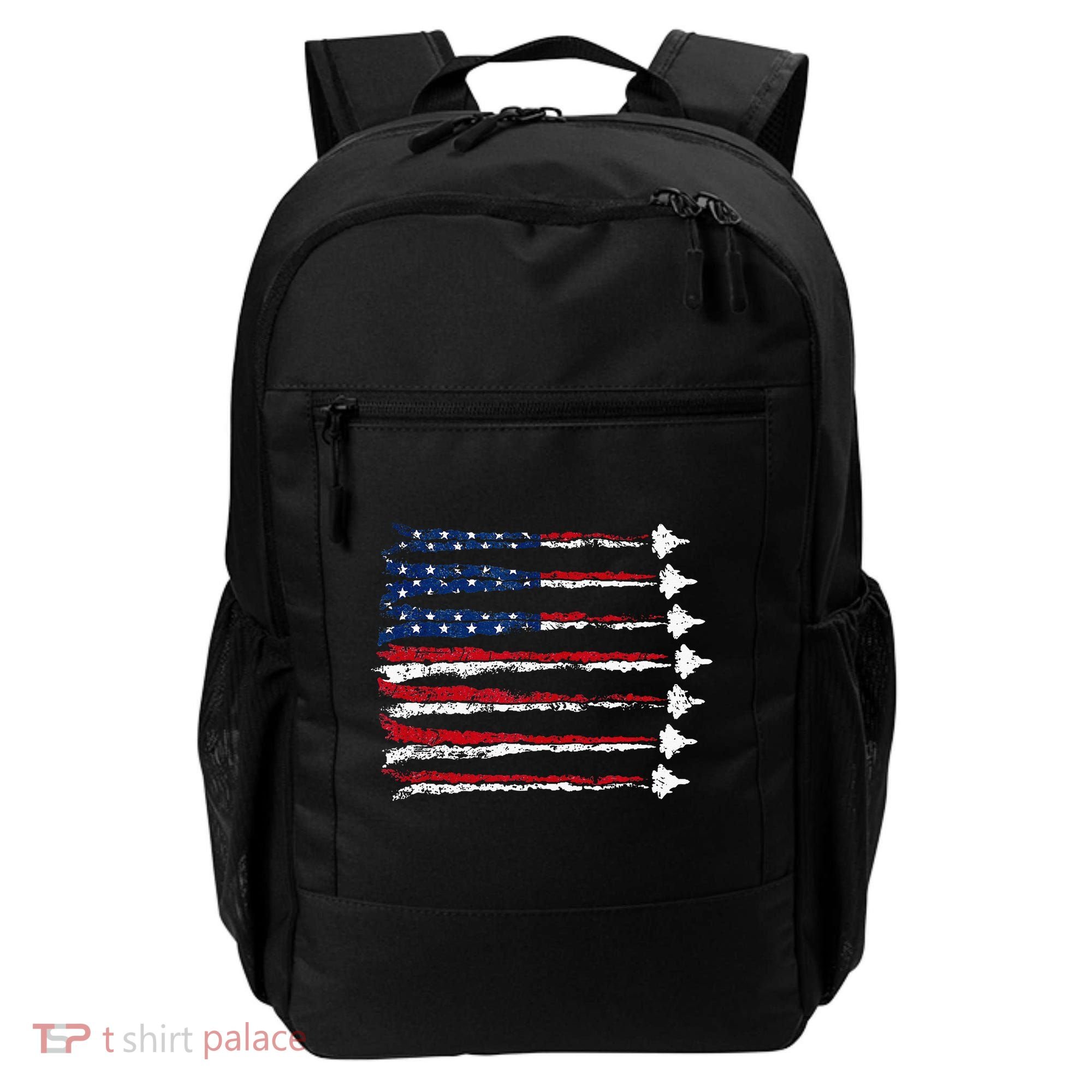Fighter Jet Airplane Usa Flag Backpack