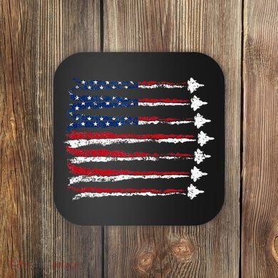 Fighter Jet Airplane Usa Flag Coaster
