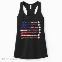 Fighter Jet Airplane Usa Flag Women's Tank Top thumb 0