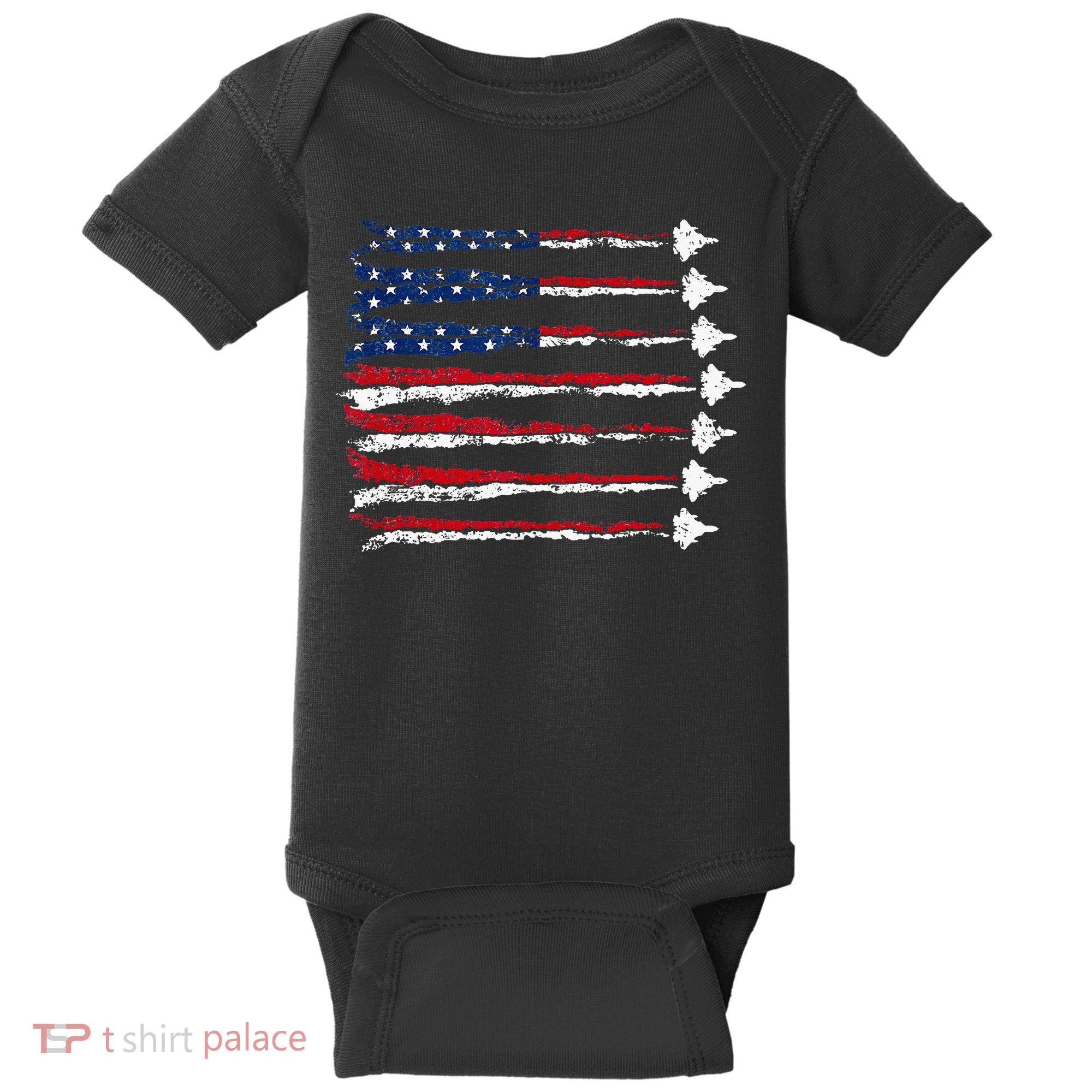 Fighter Jet Airplane Usa Flag Baby Bodysuit