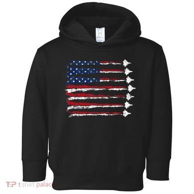 Fighter Jet Airplane Usa Flag Toddler Hoodie