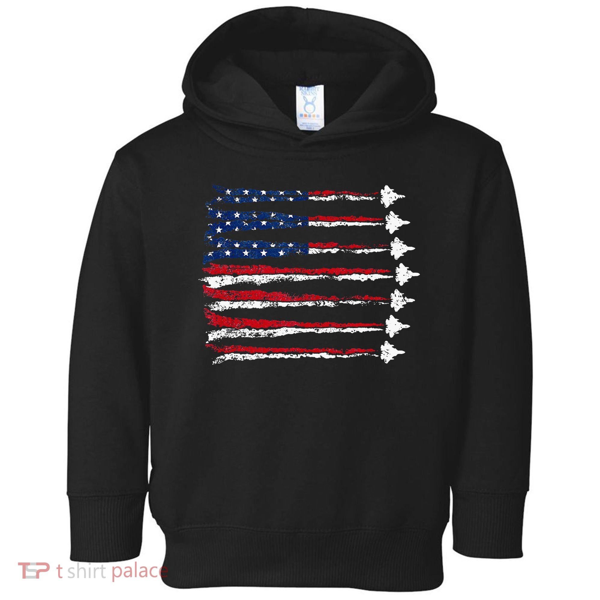 Fighter Jet Airplane Usa Flag Toddler Hoodie