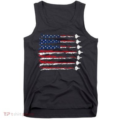 Fighter Jet Airplane Usa Flag Tank Top