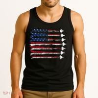 Fighter Jet Airplane Usa Flag Tank Top thumb 3
