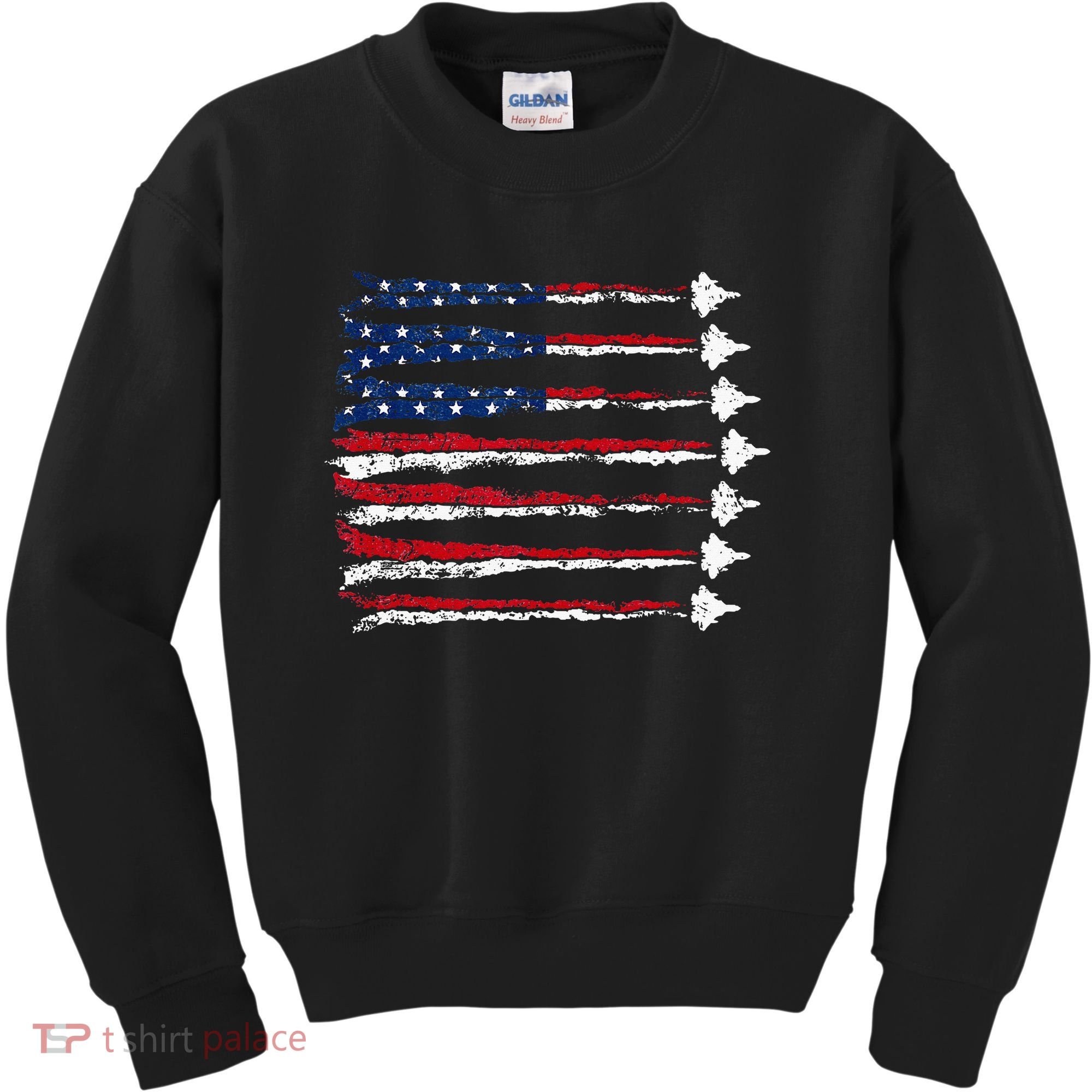 Fighter Jet Airplane Usa Flag Kids Sweatshirt