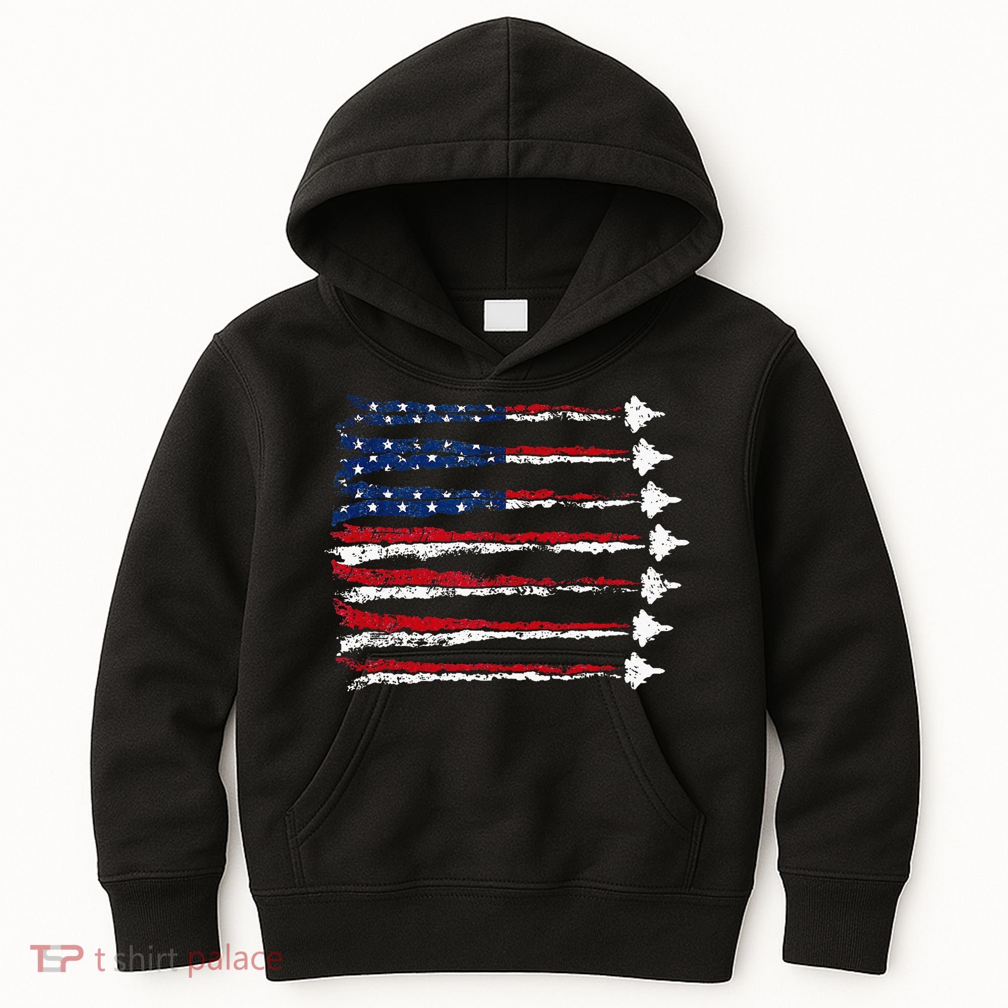 Fighter Jet Airplane Usa Flag Kids Hoodie