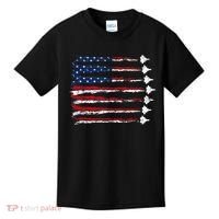 Fighter Jet Airplane Usa Flag Kids T-Shirt thumb 0