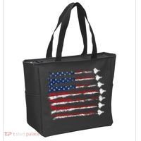 Fighter Jet Airplane Usa Flag Tote Bag thumb 2