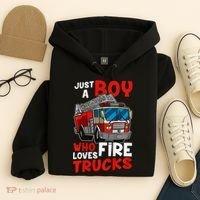 Firefighter Just A Boy Who Loves Fire Trucks Hoodie thumb 4