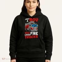 Firefighter Just A Boy Who Loves Fire Trucks Hoodie thumb 5