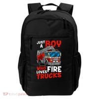 Firefighter Just A Boy Who Loves Fire Trucks Backpack thumb 0