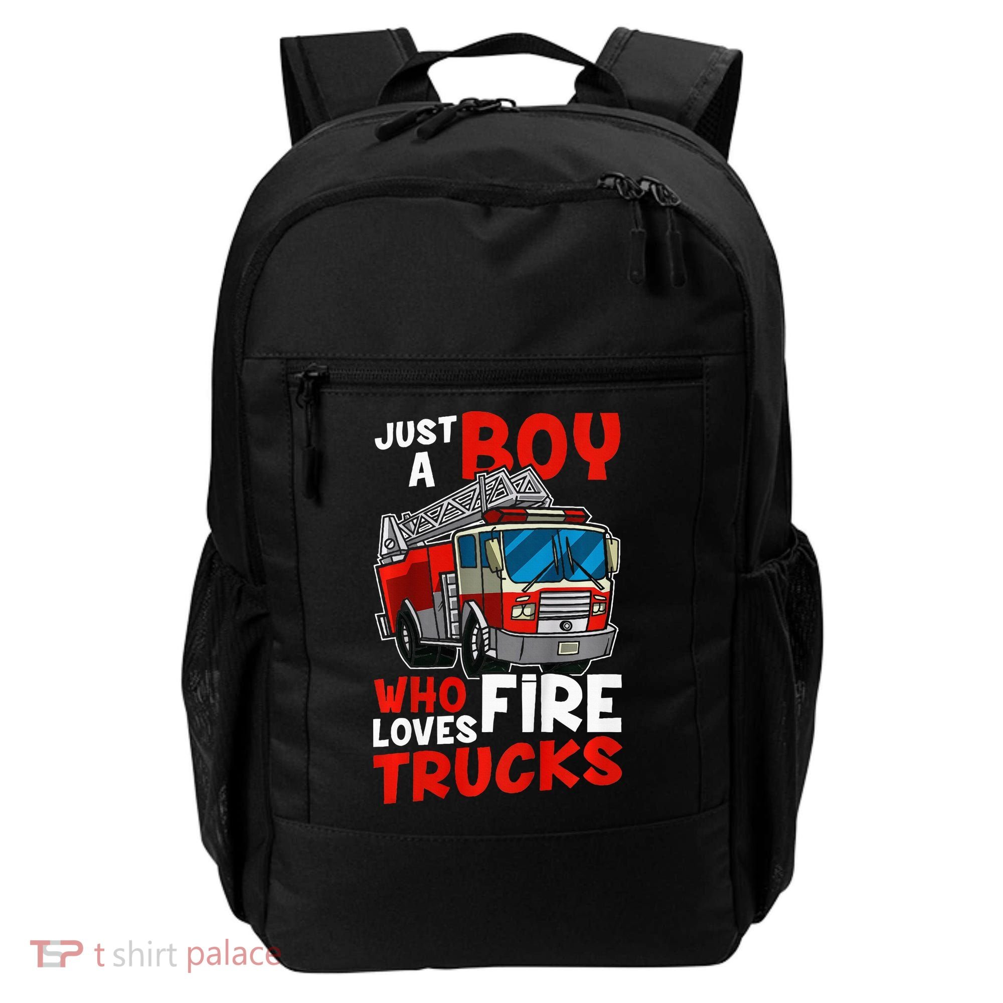 Firefighter Just A Boy Who Loves Fire Trucks Backpack
